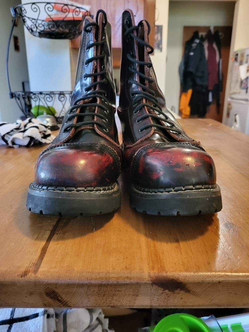 Grinders - Stag (burgundy Rub Off Leather) (10 Eyelet) Size 12 Mens